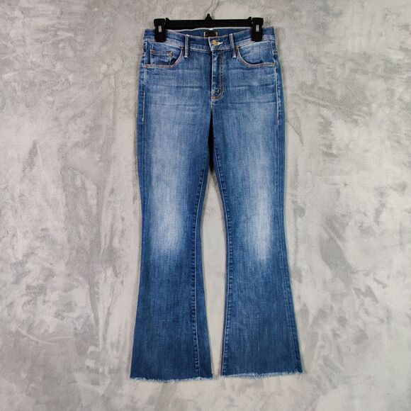 Mother Jeans Women 27 Blue Weekender Fray Flared High Rise Denim Stretch Pants - Picture 1 of 7